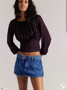 NWOT Free People We The Free Gallivanting Peekaboo Skort Blue Rebel 27